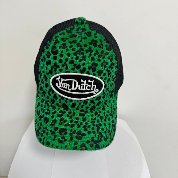Best Selling Von Dutch Lime Cheetah Trucker Hat~Unisex - Picture 1 of 5